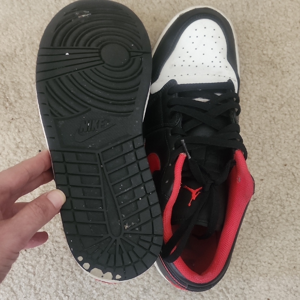Jordan Low Top Sneakers in Black, White & Red - Picture 3 of 4